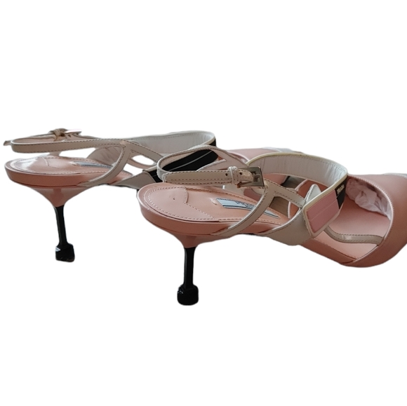 Prada Pink White Leather Sling Back Pump  Heels - Picture 7 of 16